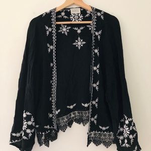 Bohemia Black Embroidered Cardigan